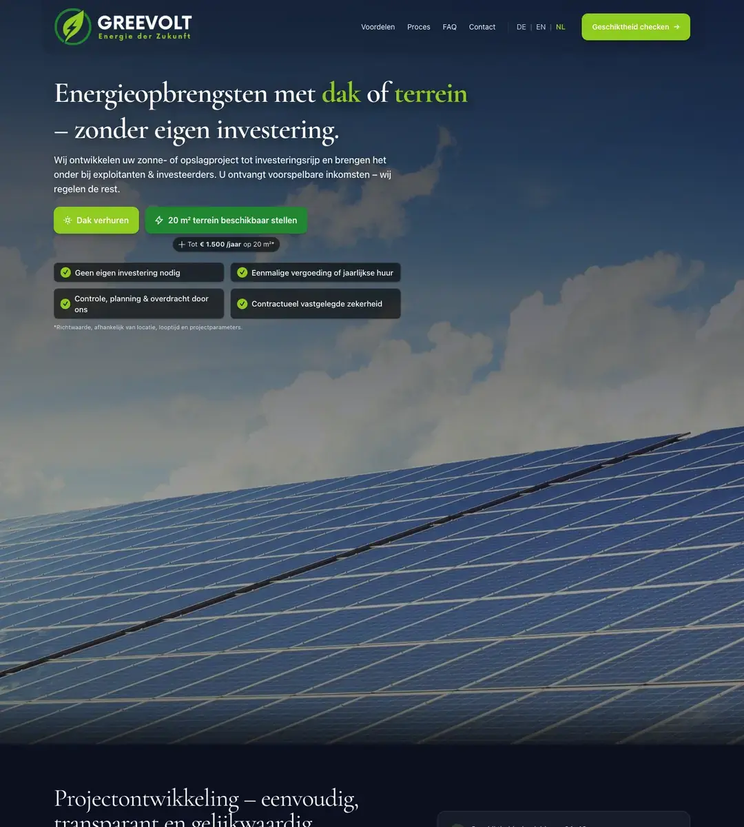 Greevolt homepage preview