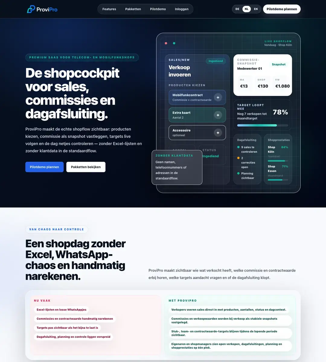 ProviPro homepage preview