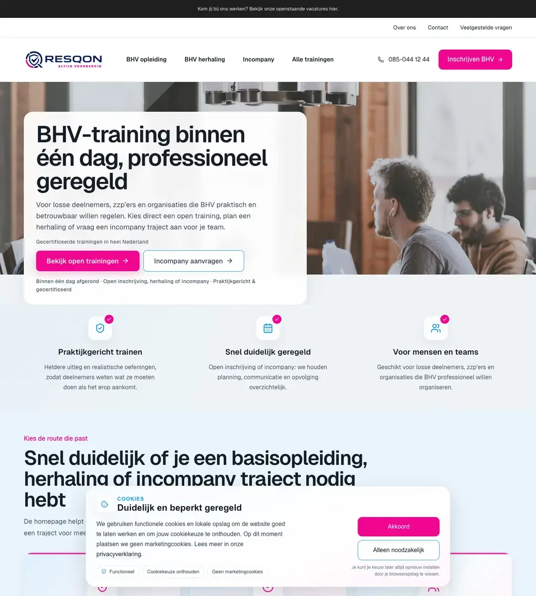 Resqon homepage preview